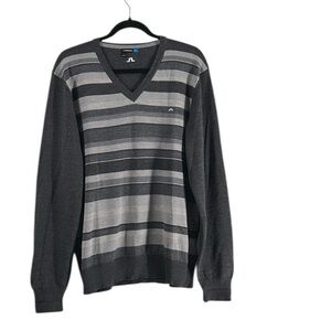 J.Lindeberg wool sweater Charcoal Gray v neck golf luxury classic sz xl